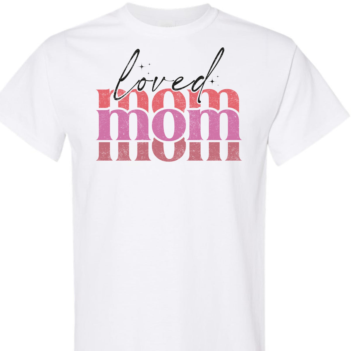 Loved Mom Graphic Tee for Women, Cute Retro Pink Mama T-Shirt, Aesthetic for Moms, Grandma, Wife