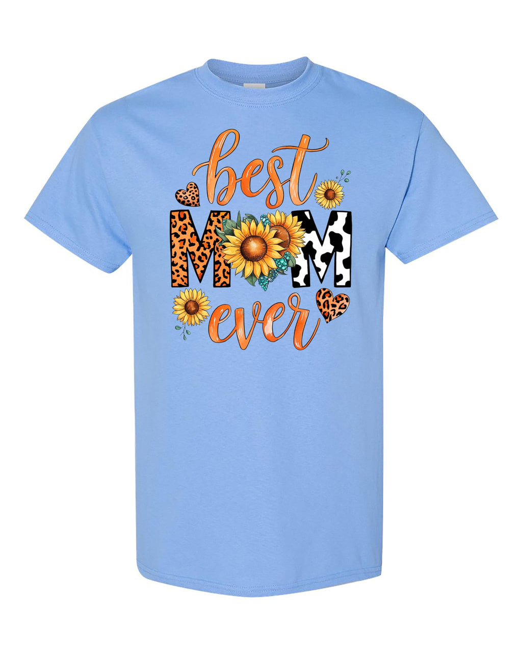 Best Mom Ever Women's T-Shirt, Sunflower and Leopard Print Design, Casual Comfortable Tee