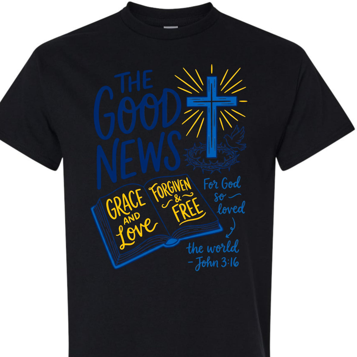 Christian Shirt for Women and Men, John 3:16 Graphic Tee, Faith Based Jesus Cross Bible Verse, Religious Gift for Mom, Dad