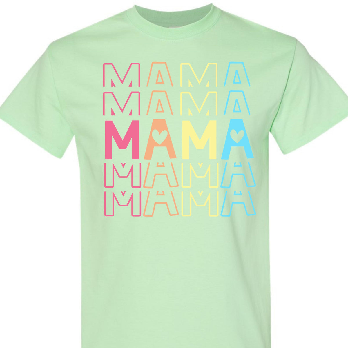 Mama Graphic T-Shirt with Pastel Heart for Women