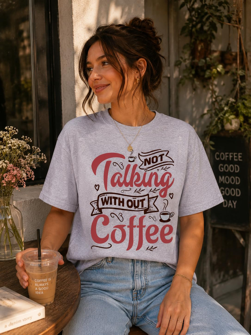 Coffee Lover Graphic T-Shirt, Funny Not Talking Without Coffee Quote Tee