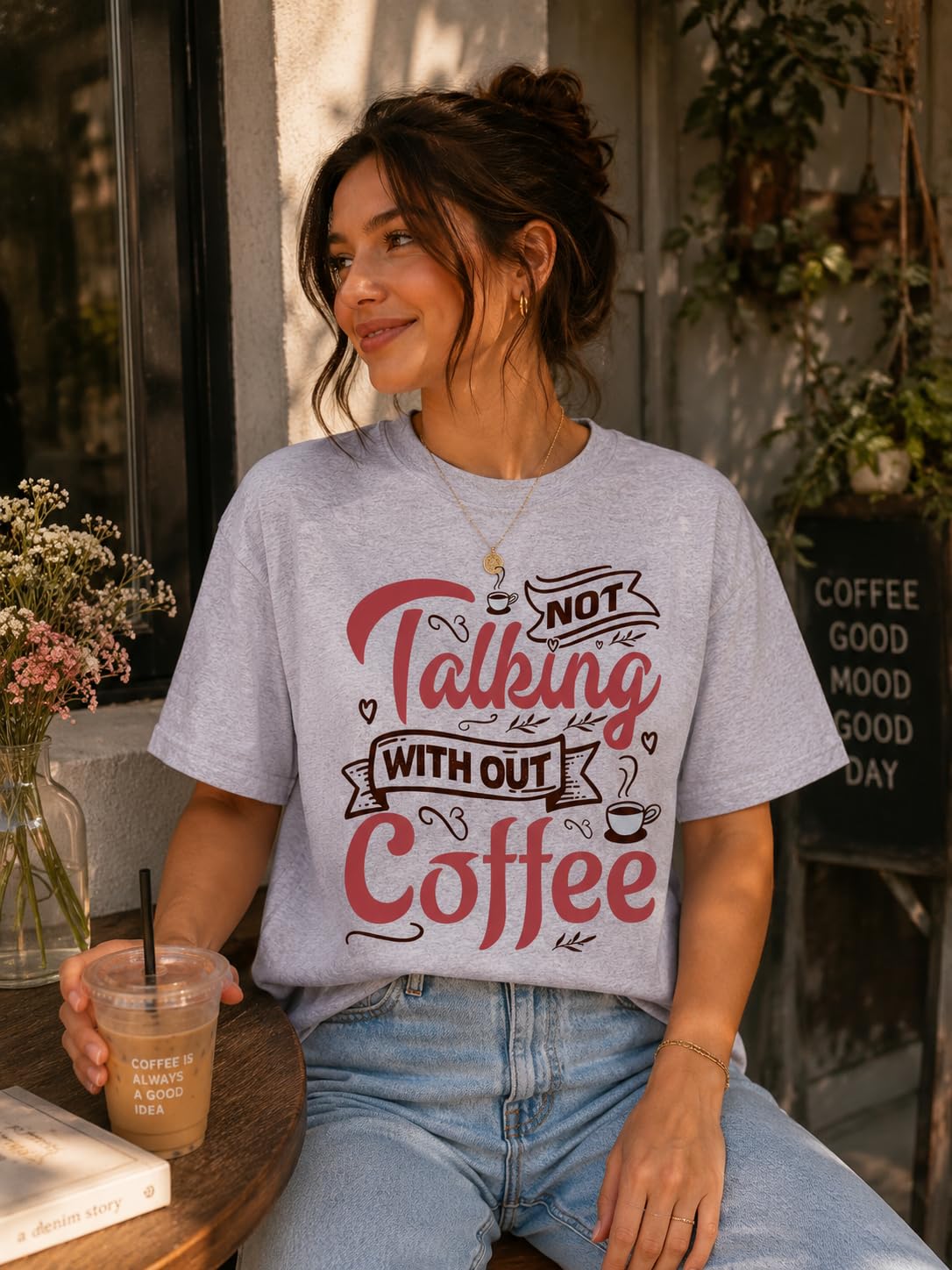 Coffee Lover Graphic T-Shirt, Funny Not Talking Without Coffee Quote Tee
