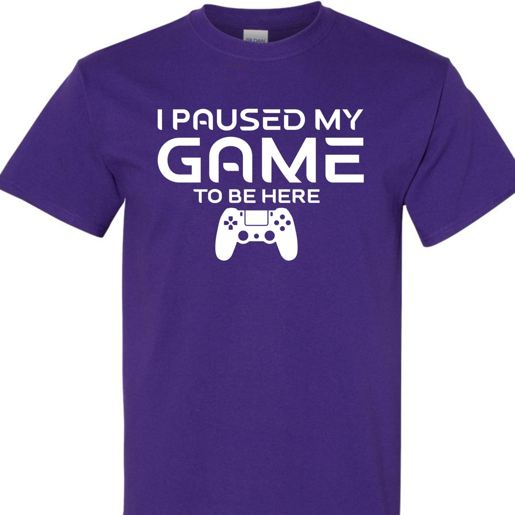 Paused My Game to Be Here Funny Gamer T-Shirt, Casual Graphic Tee for Video Game Fans