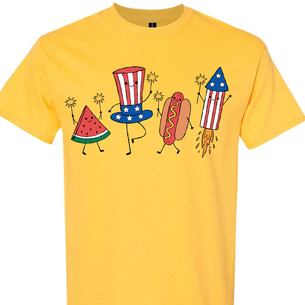 July 4th Patriotic Graphic Tee for Women, Independence Day American Flag Fireworks Top, USA Summer Shirt