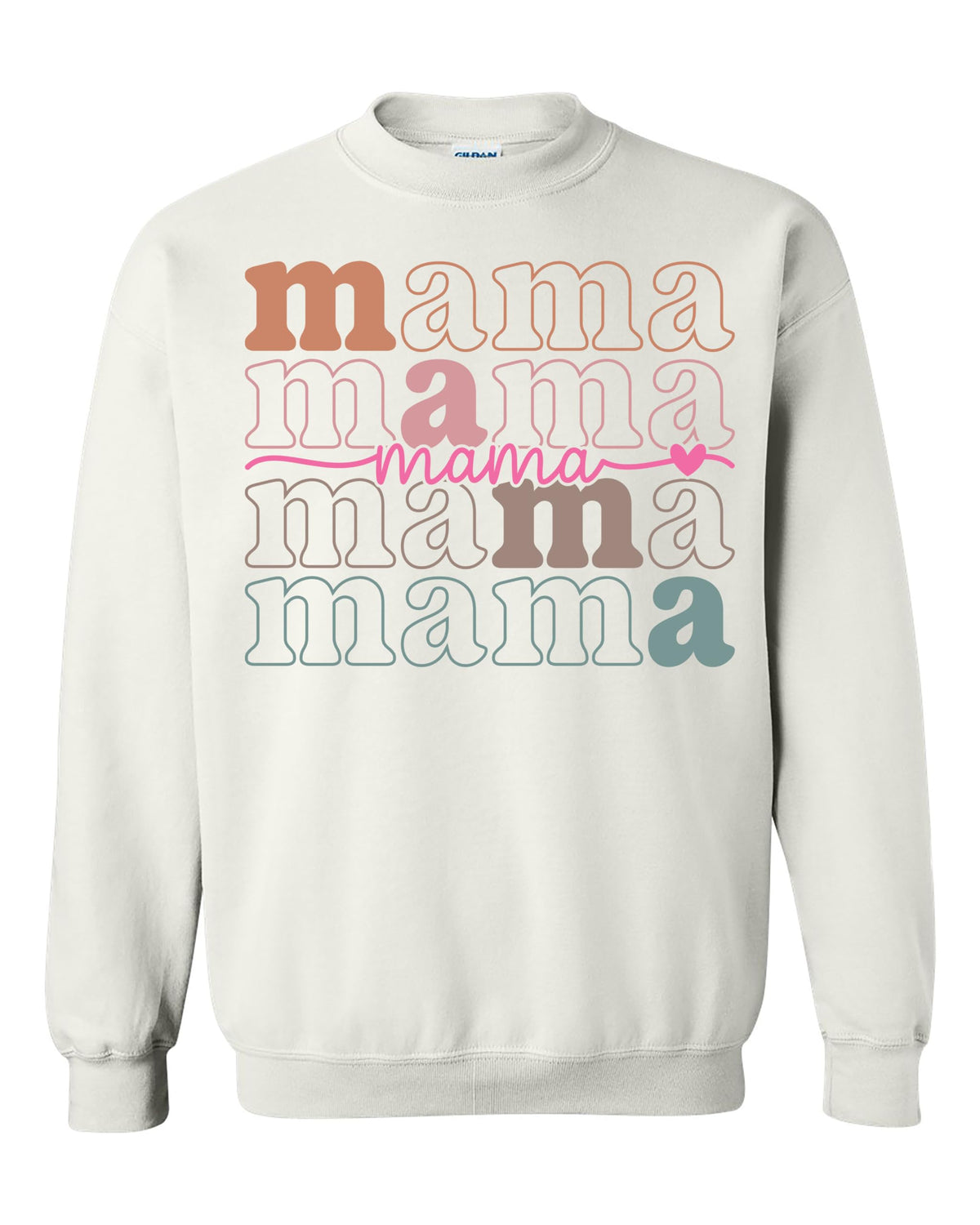 World and Space Mama Rainbow Text Sweatshirt for Women Cute Retro Mom Crewneck Pullover Cozy Graphic Top