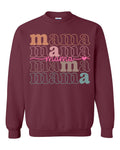 World and Space Mama Rainbow Text Sweatshirt for Women Cute Retro Mom Crewneck Pullover Cozy Graphic Top
