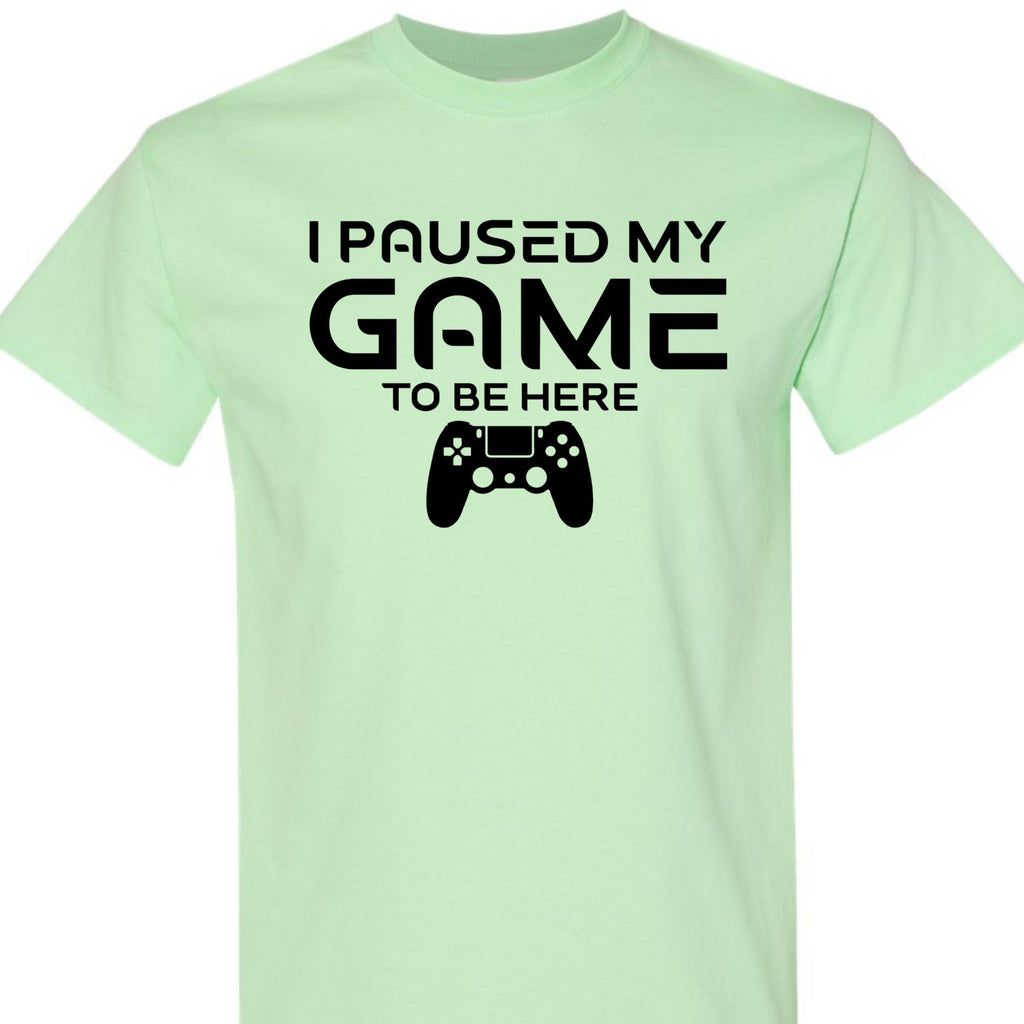 Paused My Game to Be Here Funny Gamer T-Shirt, Casual Graphic Tee for Video Game Fans