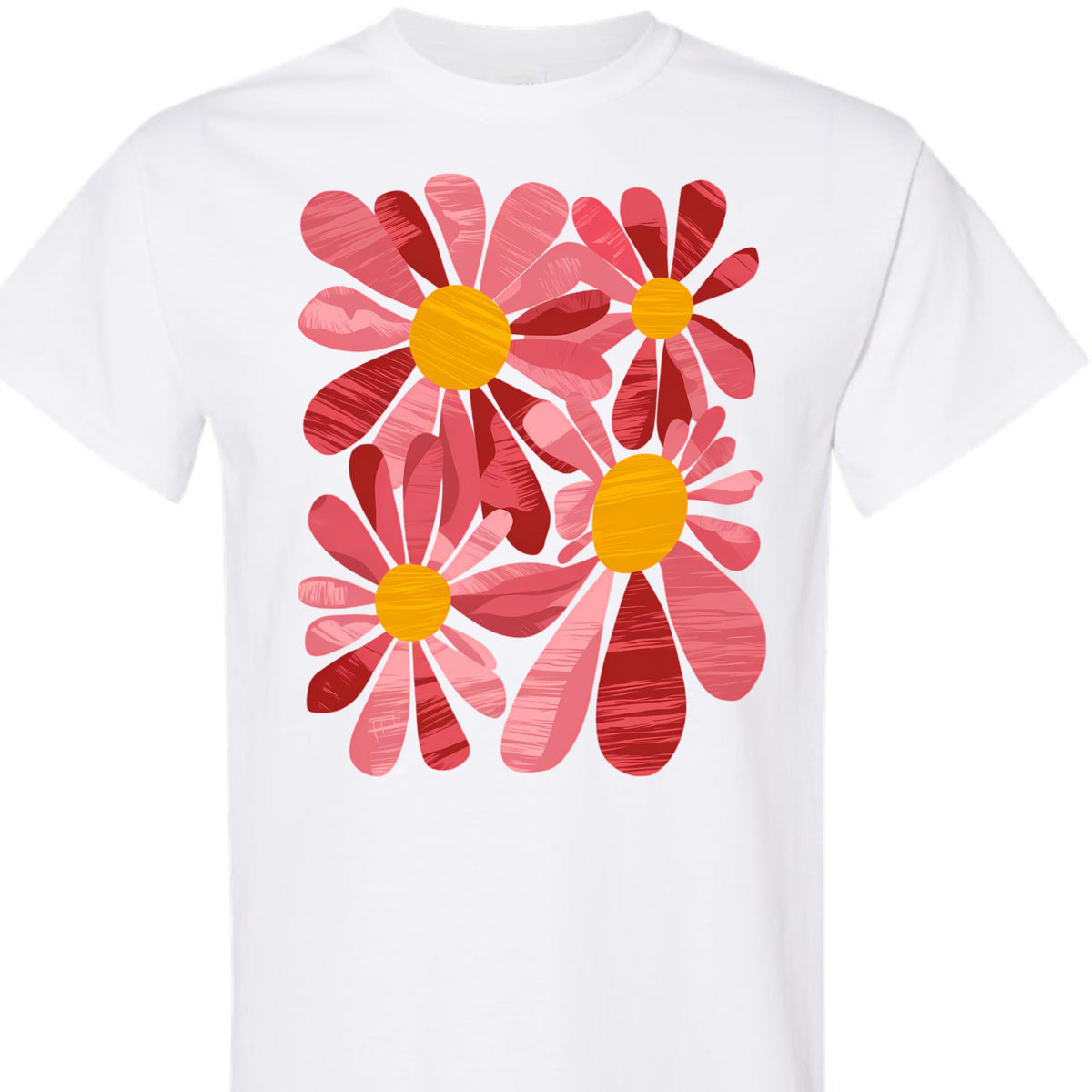Cute Pink Floral Graphic Tee for Women, Vintage Daisy Flower T-Shirt, Spring Summer Casual Shirt