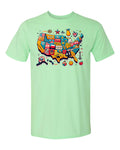 USA State Icons T-Shirt, Unique Map Design with State Symbols, Vibrant Colors, Travel/USA Lovers, Large