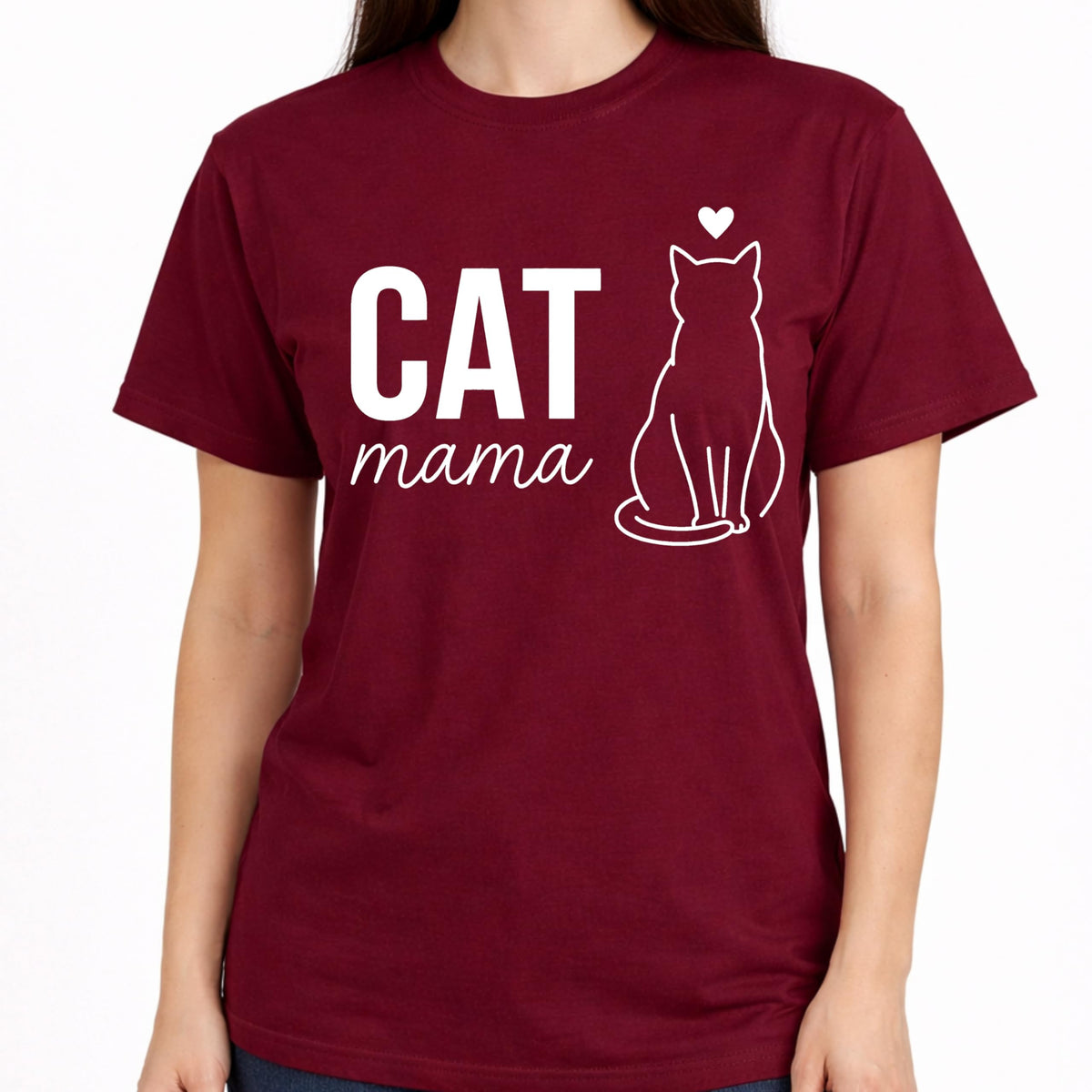Cat Mama T-Shirt for Women, Cute Cat Lover Graphic Tee, Minimalist Pet Shirt, Casual Soft Cotton Top