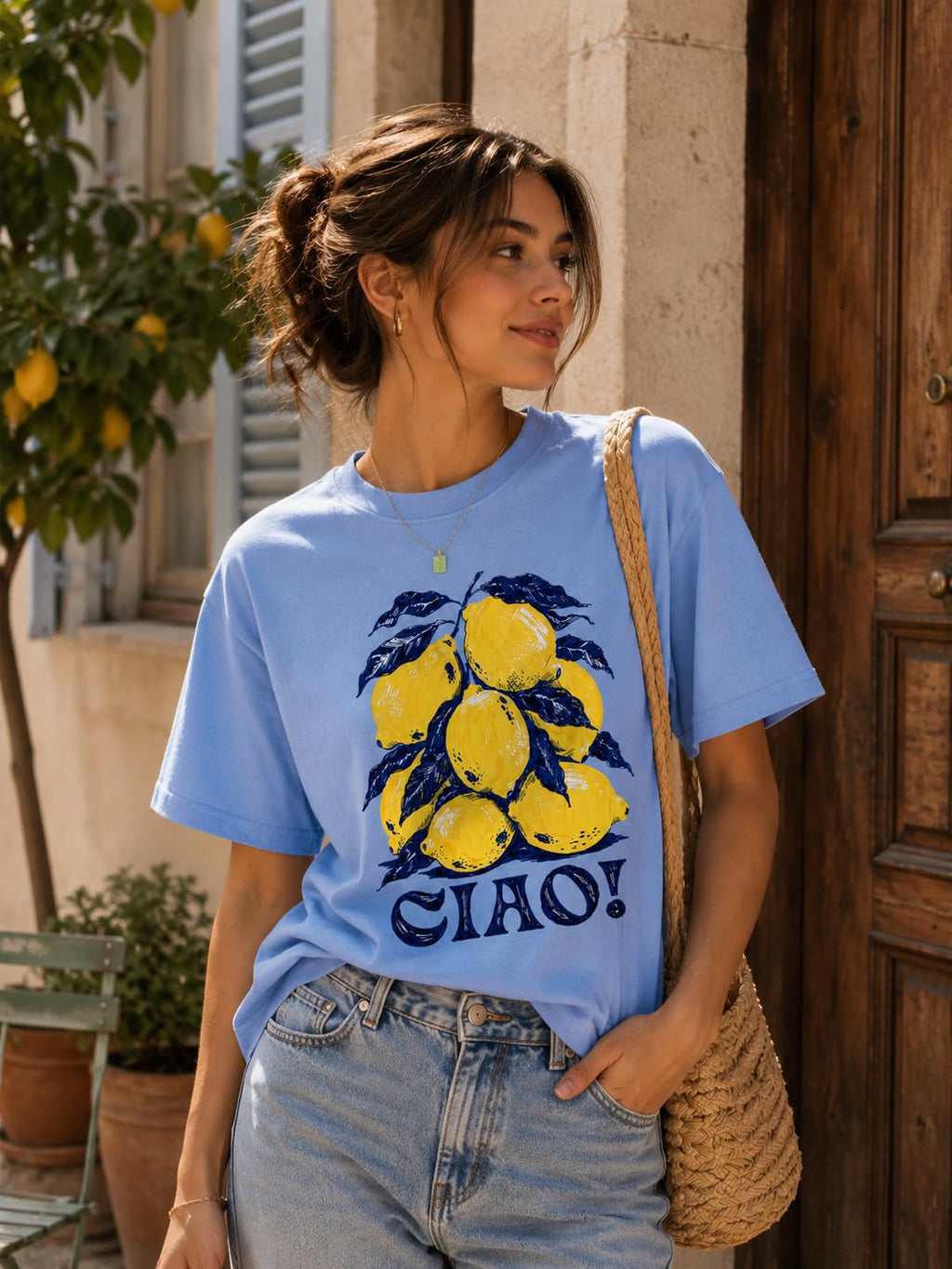 Ciao Lemon Citrus Fruit Graphic Tee Retro Italian Summer Shirt