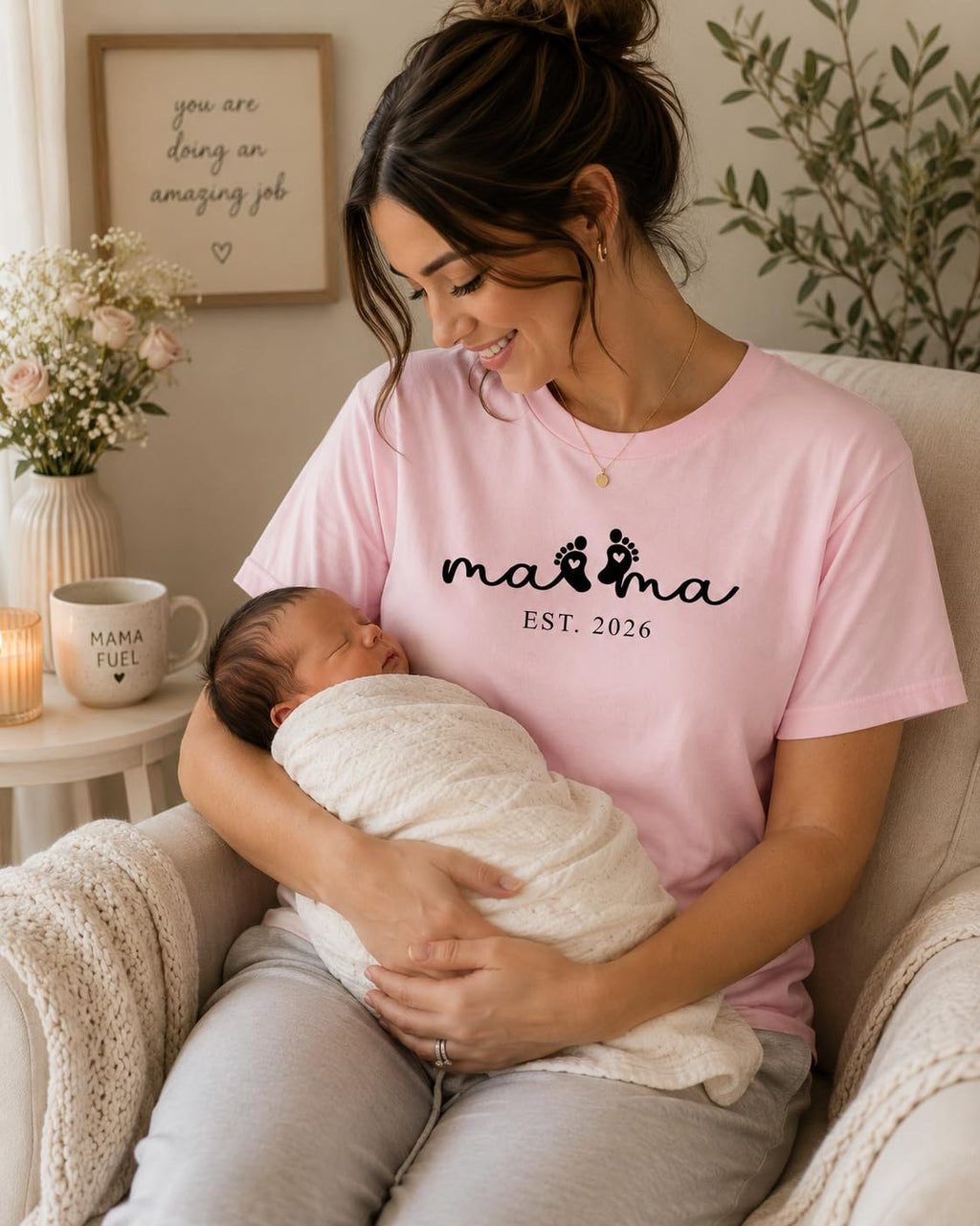 Mama Graphic Tee for Women, Cute Minimalist Mom Shirt, for New Mom