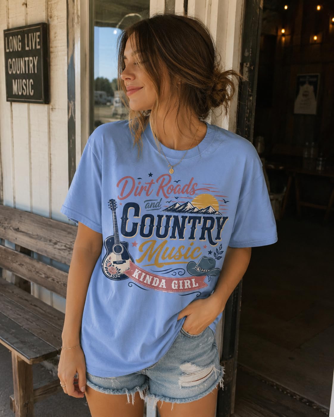 Dirt Roads and Country Music Kinda Girl Graphic T-Shirt