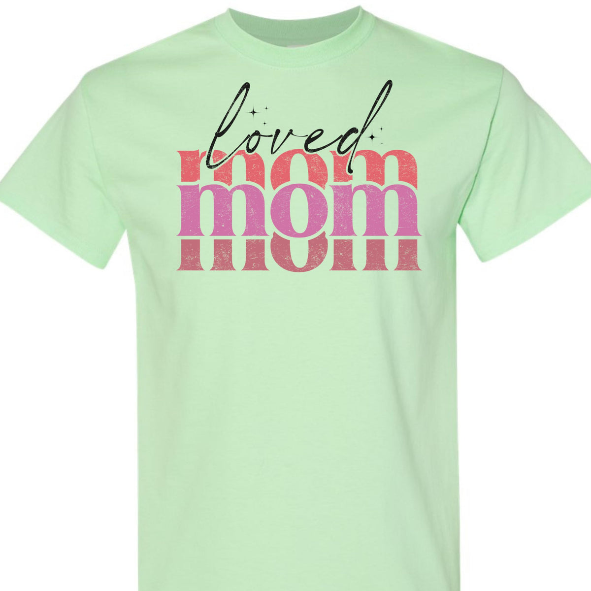 Loved Mom Graphic Tee for Women, Cute Retro Pink Mama T-Shirt, Aesthetic for Moms, Grandma, Wife