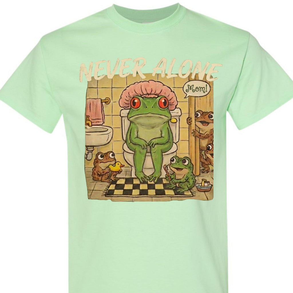 Never Alone Frog Mom Funny Graphic T-Shirt for Women