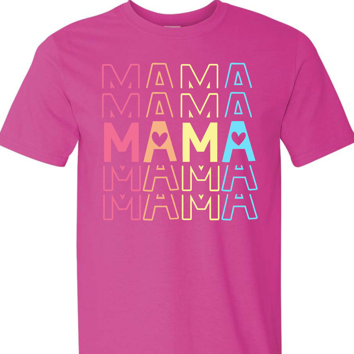 Mama Graphic T-Shirt with Pastel Heart for Women