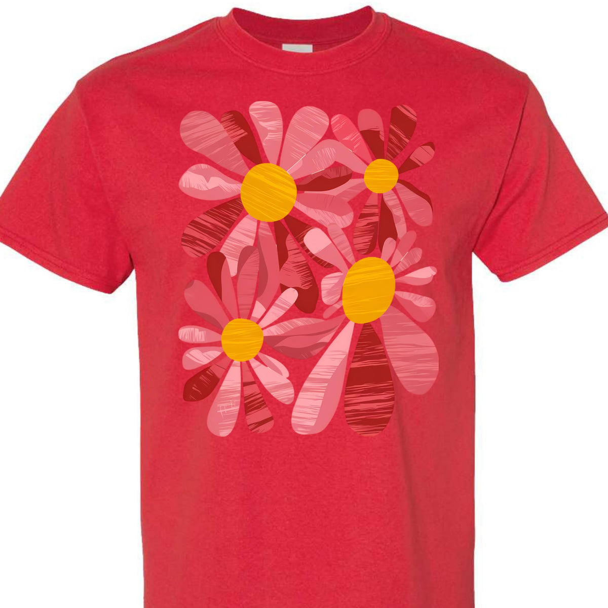 Cute Pink Floral Graphic Tee for Women, Vintage Daisy Flower T-Shirt, Spring Summer Casual Shirt