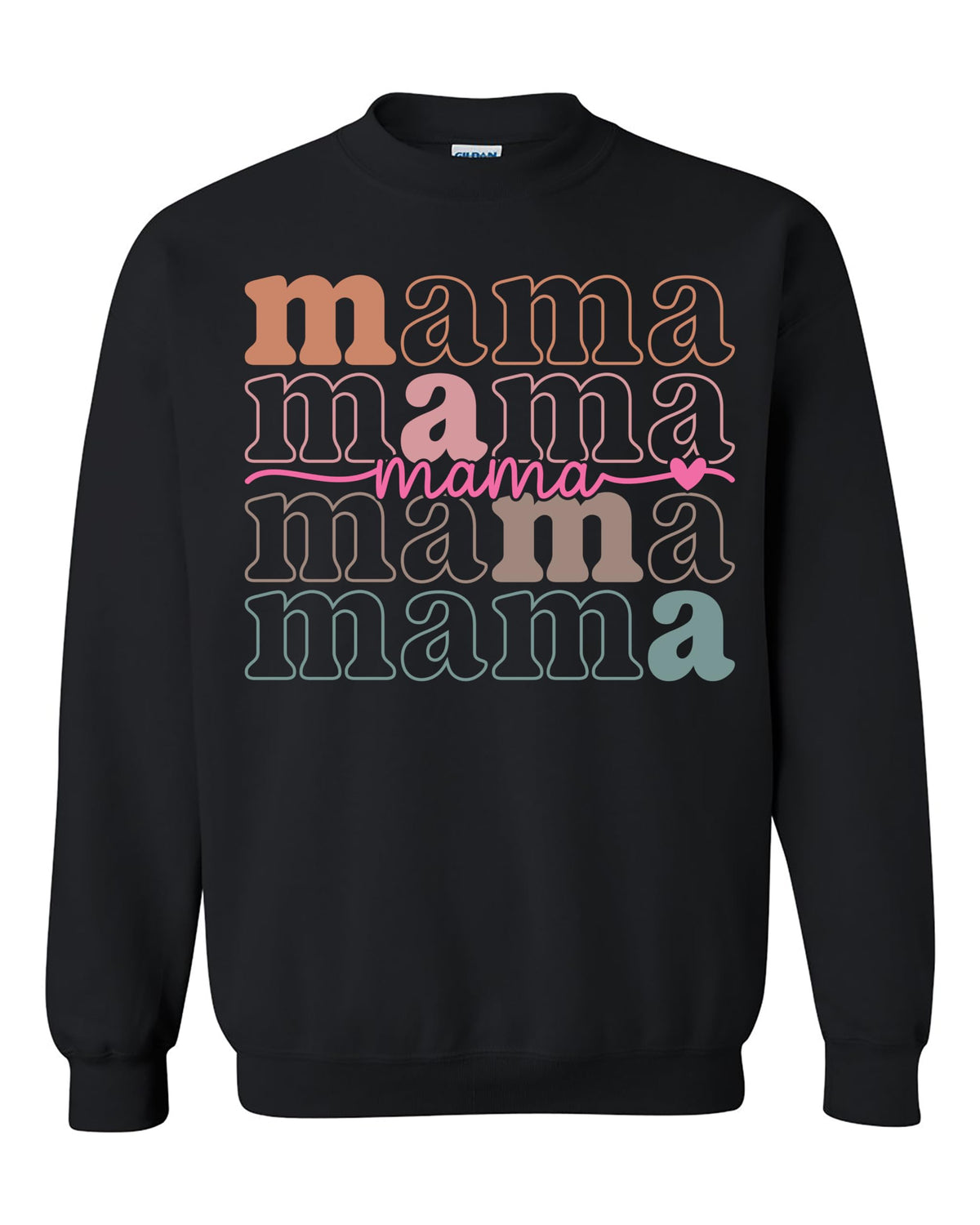 World and Space Mama Rainbow Text Sweatshirt for Women Cute Retro Mom Crewneck Pullover Cozy Graphic Top