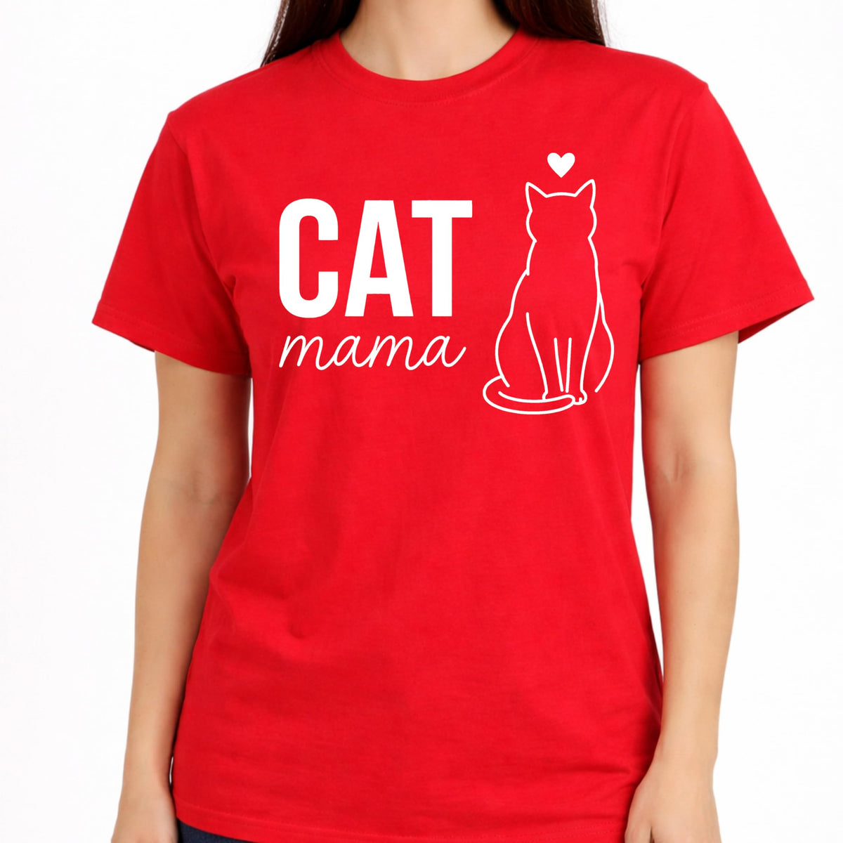 Cat Mama T-Shirt for Women, Cute Cat Lover Graphic Tee, Minimalist Pet Shirt, Casual Soft Cotton Top