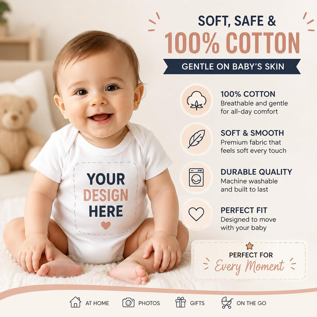 World and Space Custom Personalized Baby Bodysuit for Boys & Girls