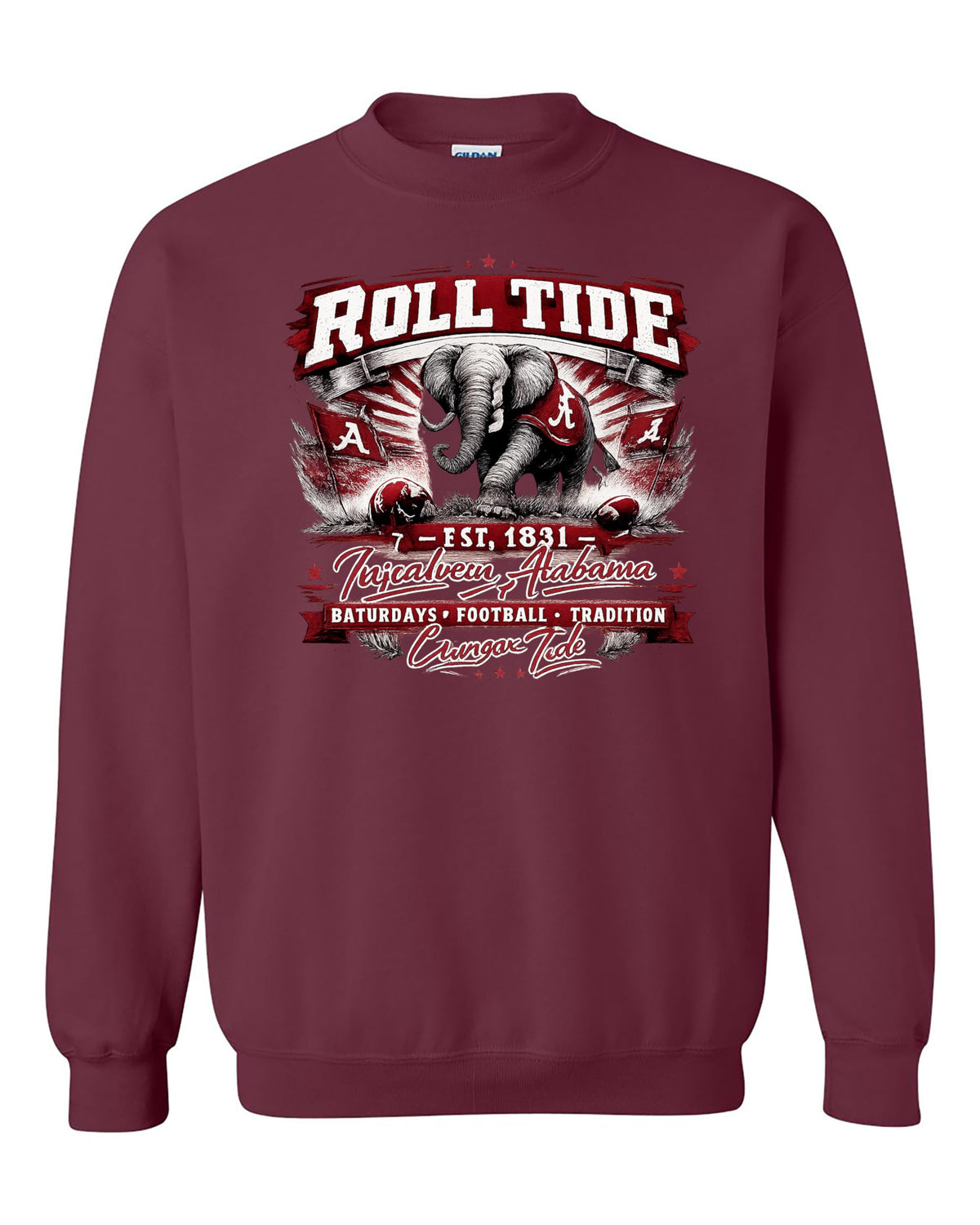 World and Space Roll Tide Game Day Sweatshirt, Vintage College Football Crewneck Pullover