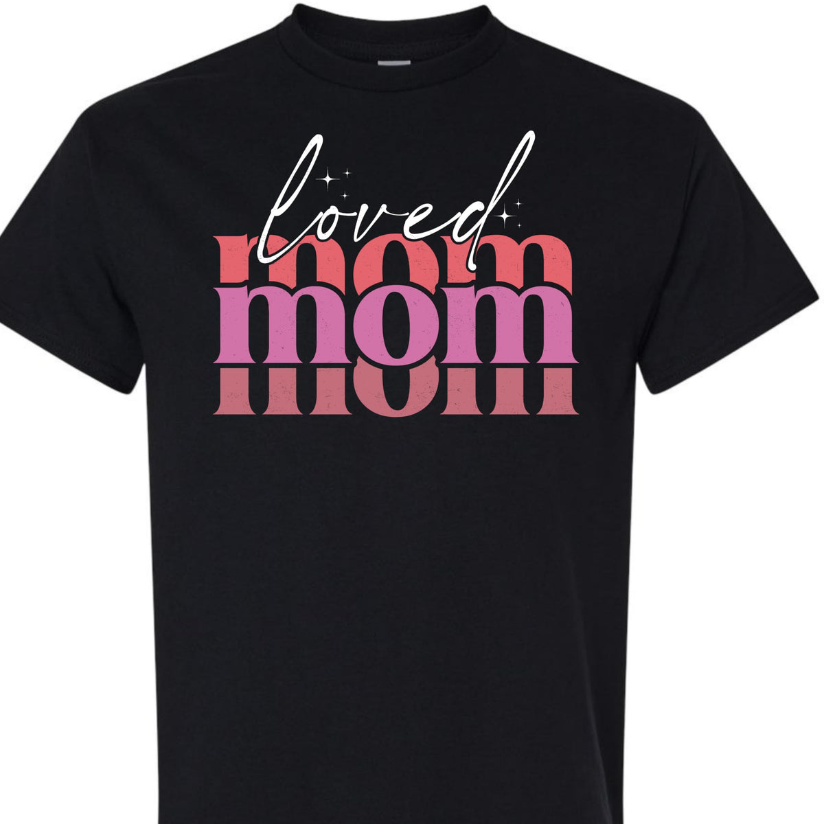Loved Mom Graphic Tee for Women, Cute Retro Pink Mama T-Shirt, Aesthetic for Moms, Grandma, Wife