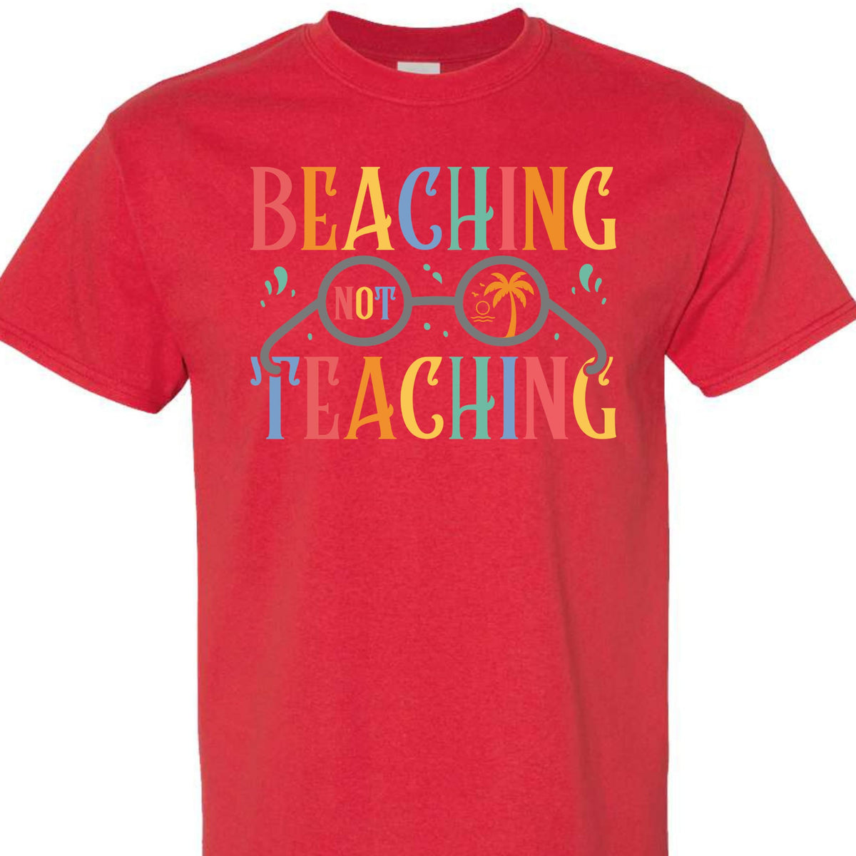 World and Space T-Shirt for Women, Funny Teacher Summer Vacation Tee, Retro Beach Graphic, 100% Cotton, Classic Fit