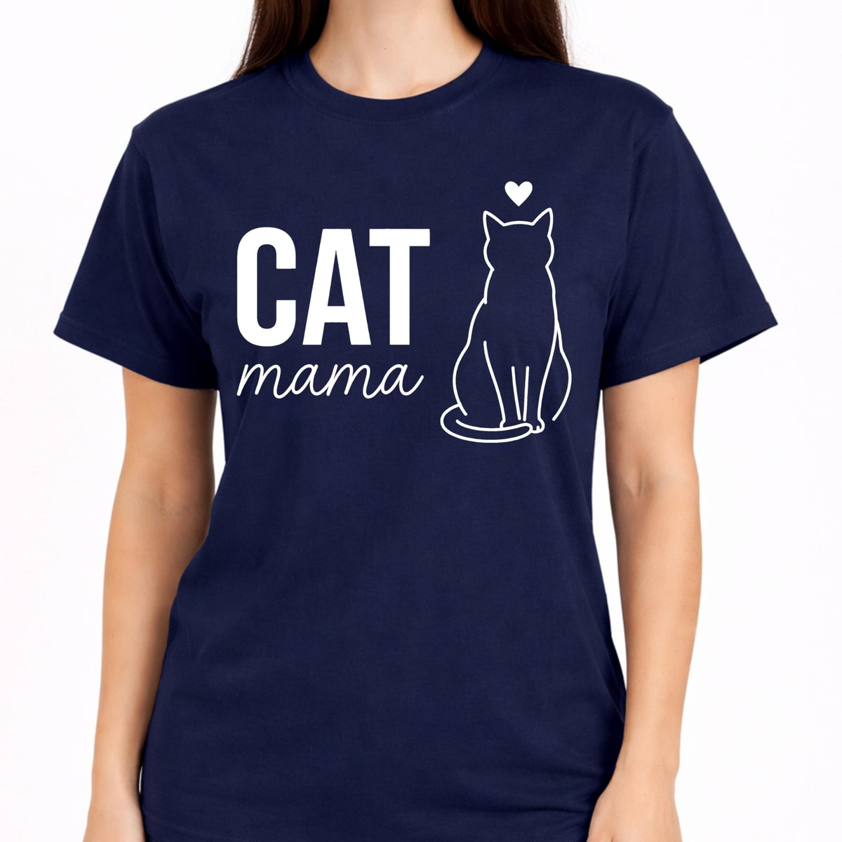 Cat Mama T-Shirt for Women, Cute Cat Lover Graphic Tee, Minimalist Pet Shirt, Casual Soft Cotton Top