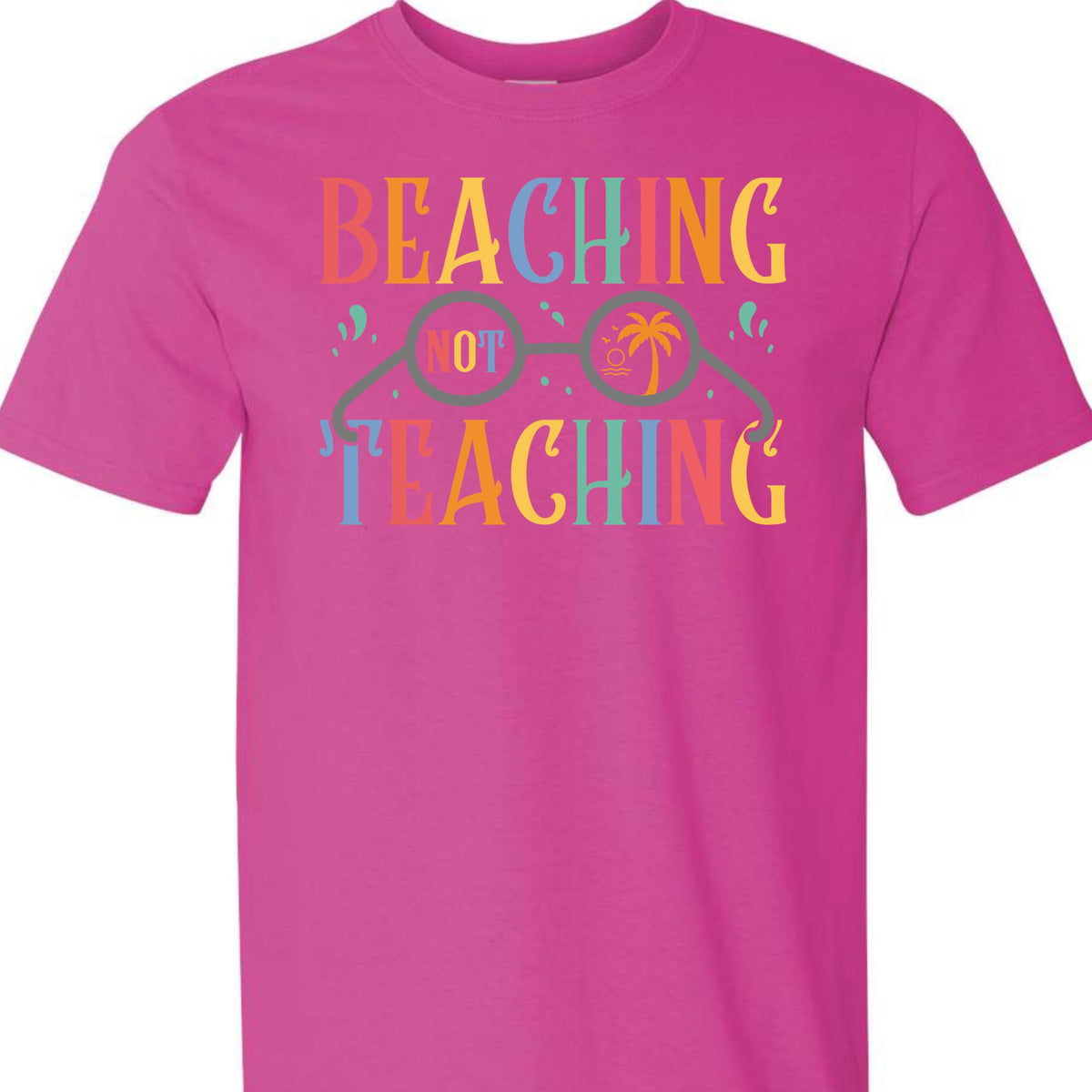 World and Space T-Shirt for Women, Funny Teacher Summer Vacation Tee, Retro Beach Graphic, 100% Cotton, Classic Fit
