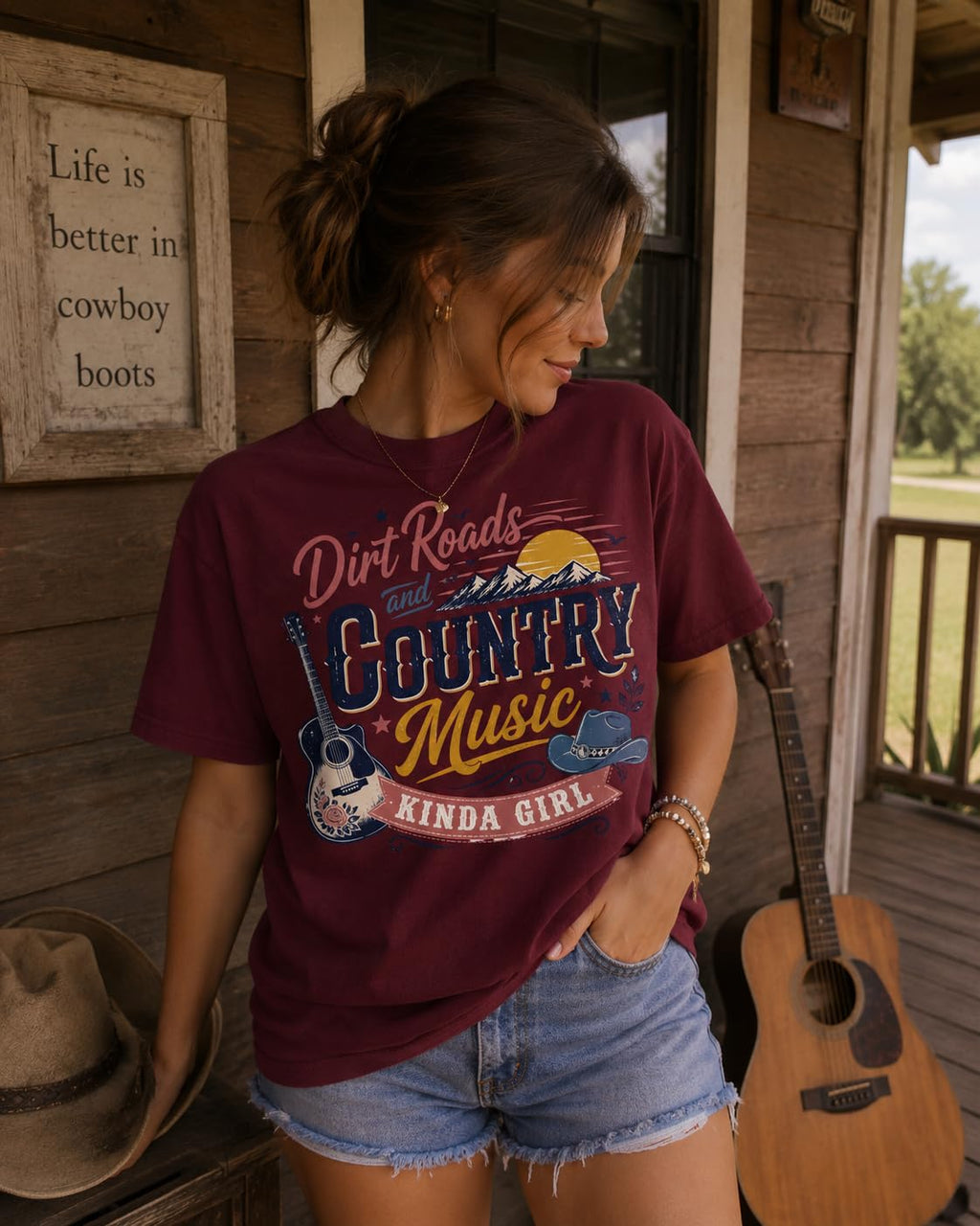 Dirt Roads and Country Music Kinda Girl Graphic T-Shirt