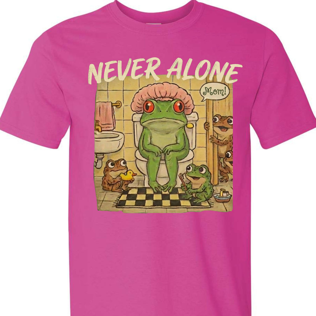 Never Alone Frog Mom Funny Graphic T-Shirt for Women