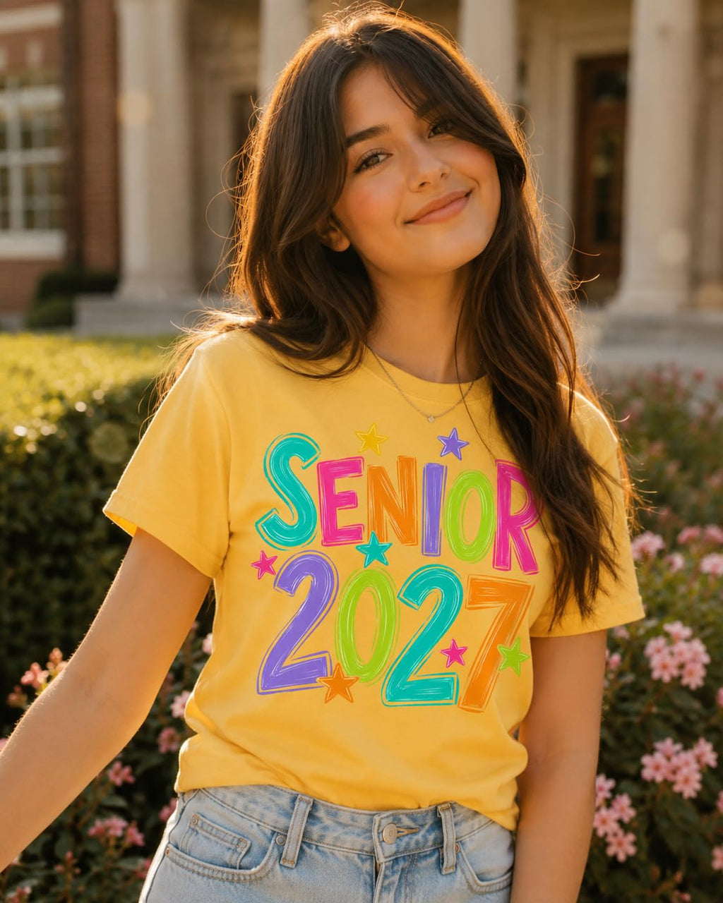 Senior 2027 Class of 2027 Colorful Graduation Graphic T-Shirt