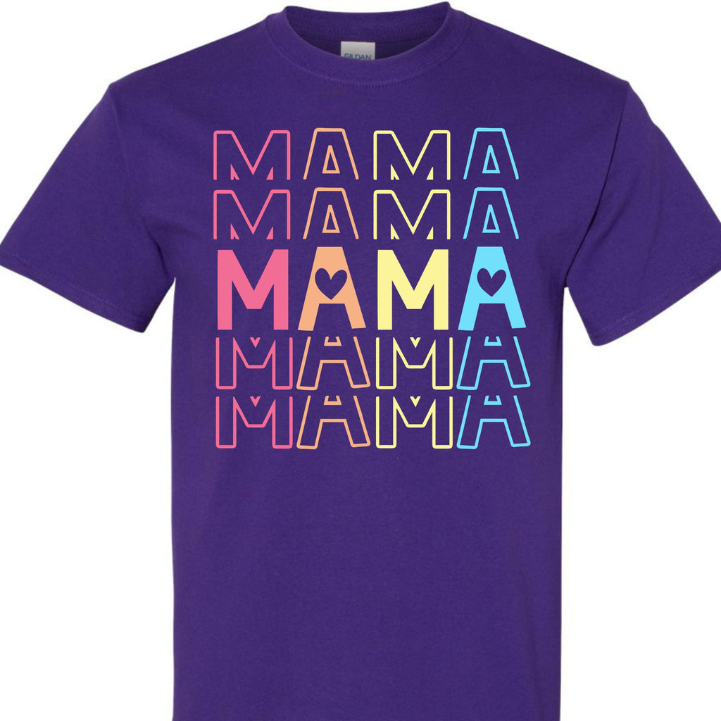 Mama Graphic T-Shirt with Pastel Heart for Women