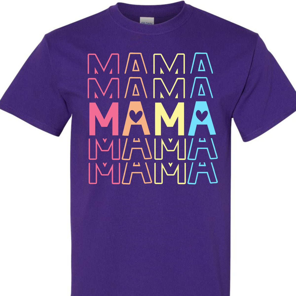 Mama Graphic T-Shirt with Pastel Heart for Women