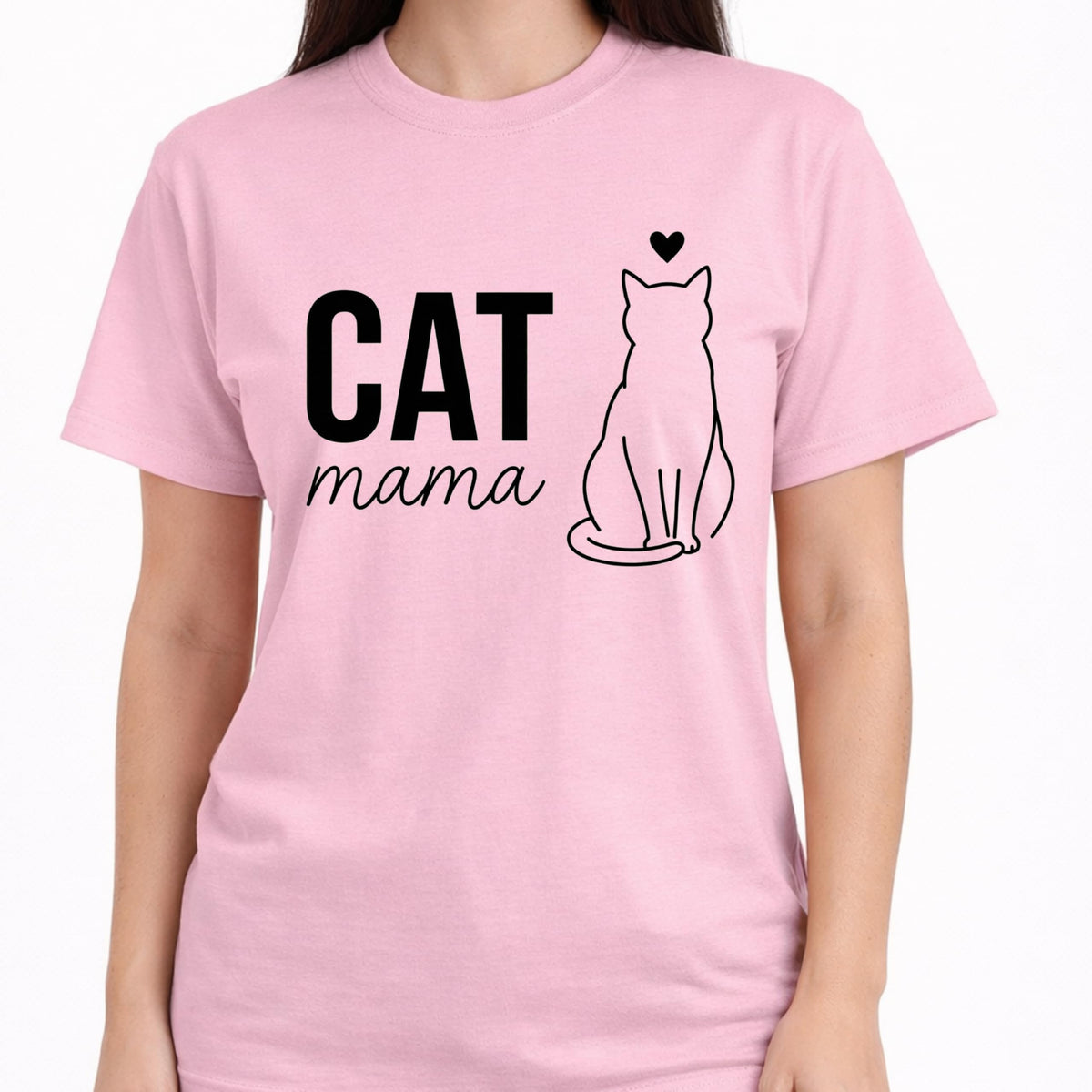 Cat Mama T-Shirt for Women, Cute Cat Lover Graphic Tee, Minimalist Pet Shirt, Casual Soft Cotton Top