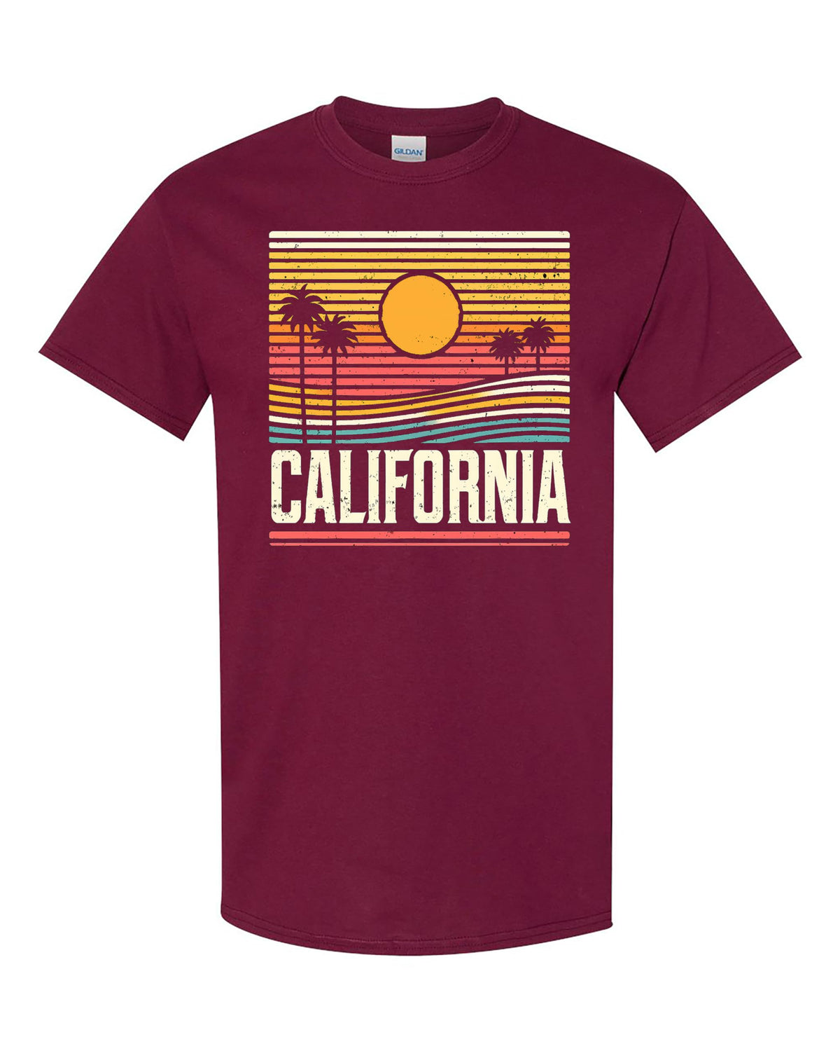 Vintage California Sunset T-Shirt, Beach Scene Graphic Tee, Cotton, Men & Women
