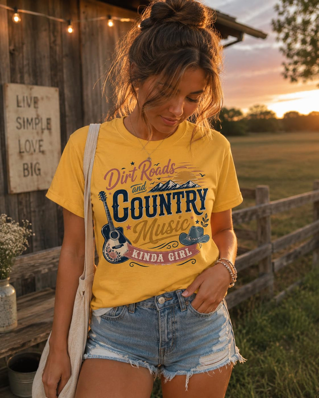 Dirt Roads and Country Music Kinda Girl Graphic T-Shirt