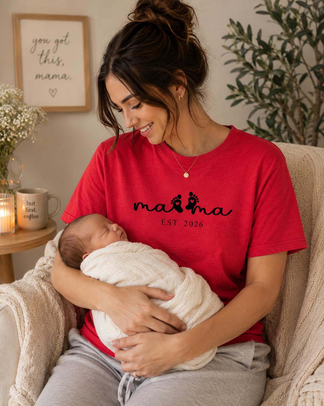 Mama Graphic Tee for Women, Cute Minimalist Mom Shirt, for New Mom