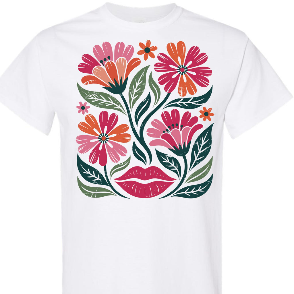 Women's Floral Graphic Tee Colorful Flower Design T-Shirt