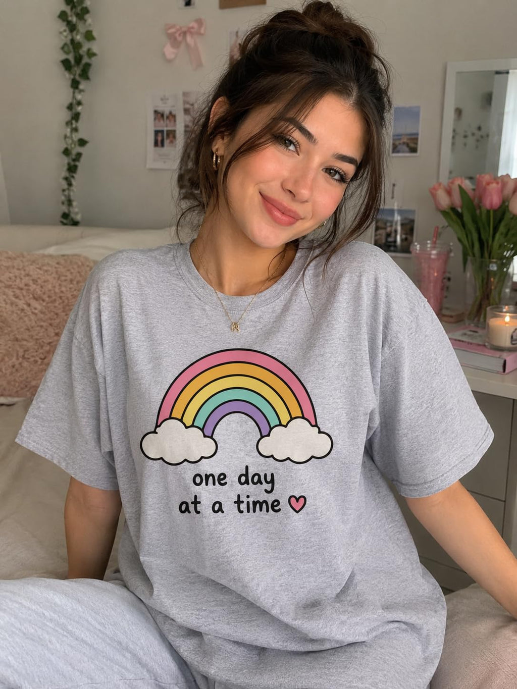 Women's Graphic Rainbow Casual Short Sleeve T-Shirt