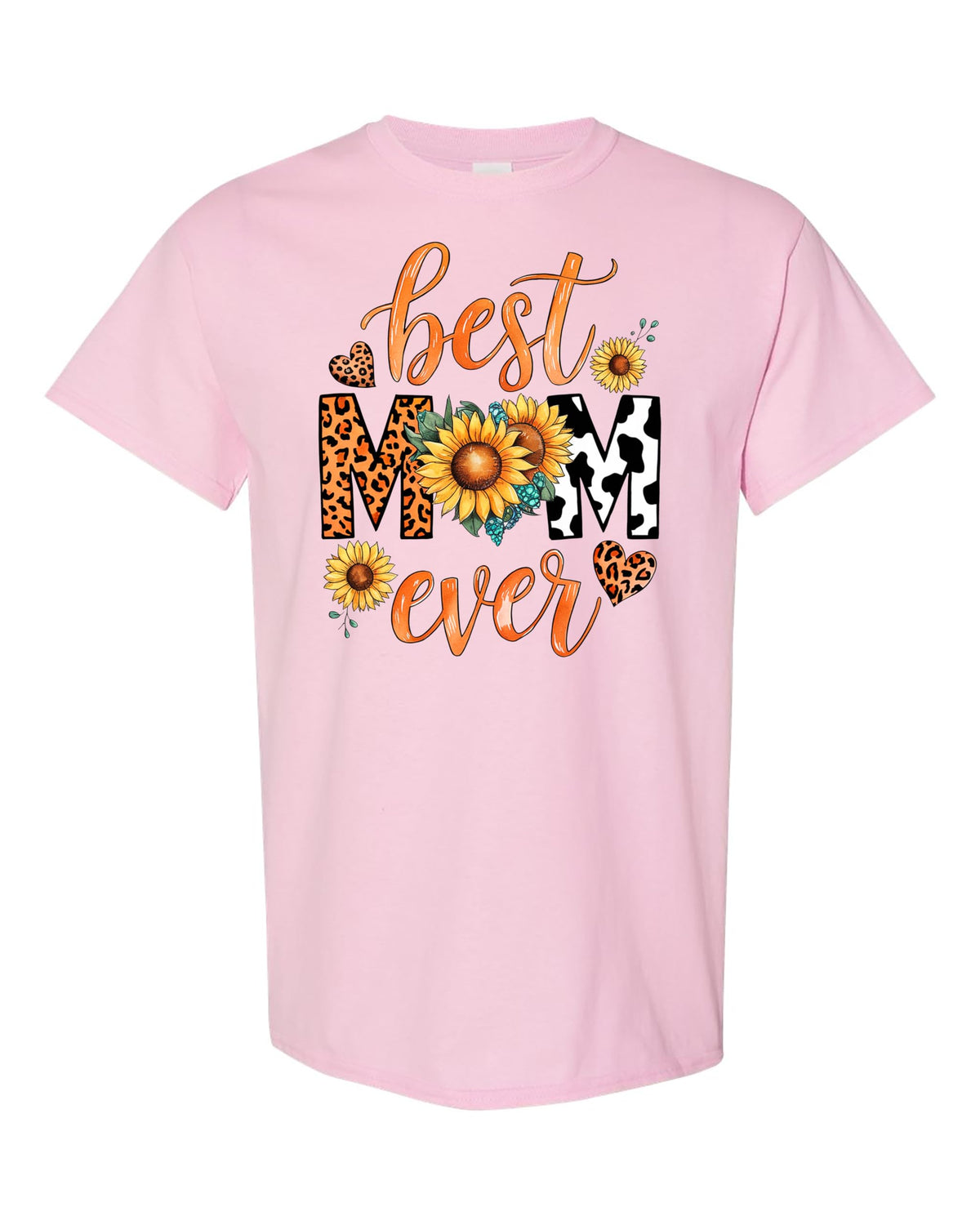 Best Mom Ever Women's T-Shirt, Sunflower and Leopard Print Design, Casual Comfortable Tee