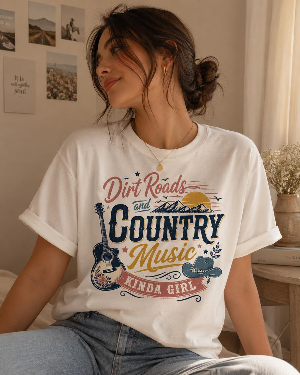 Dirt Roads and Country Music Kinda Girl Graphic T-Shirt