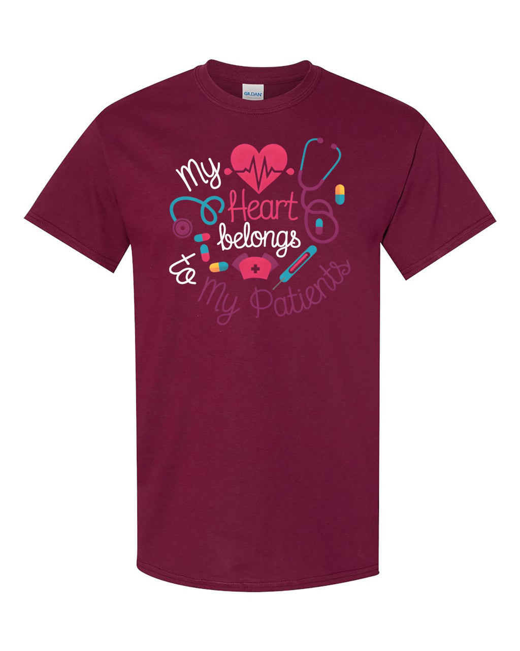 World and Space My Heart Belongs to My Patients T-Shirt – Nurse & Healthcare Worker Appreciation Gift – Medical Themed