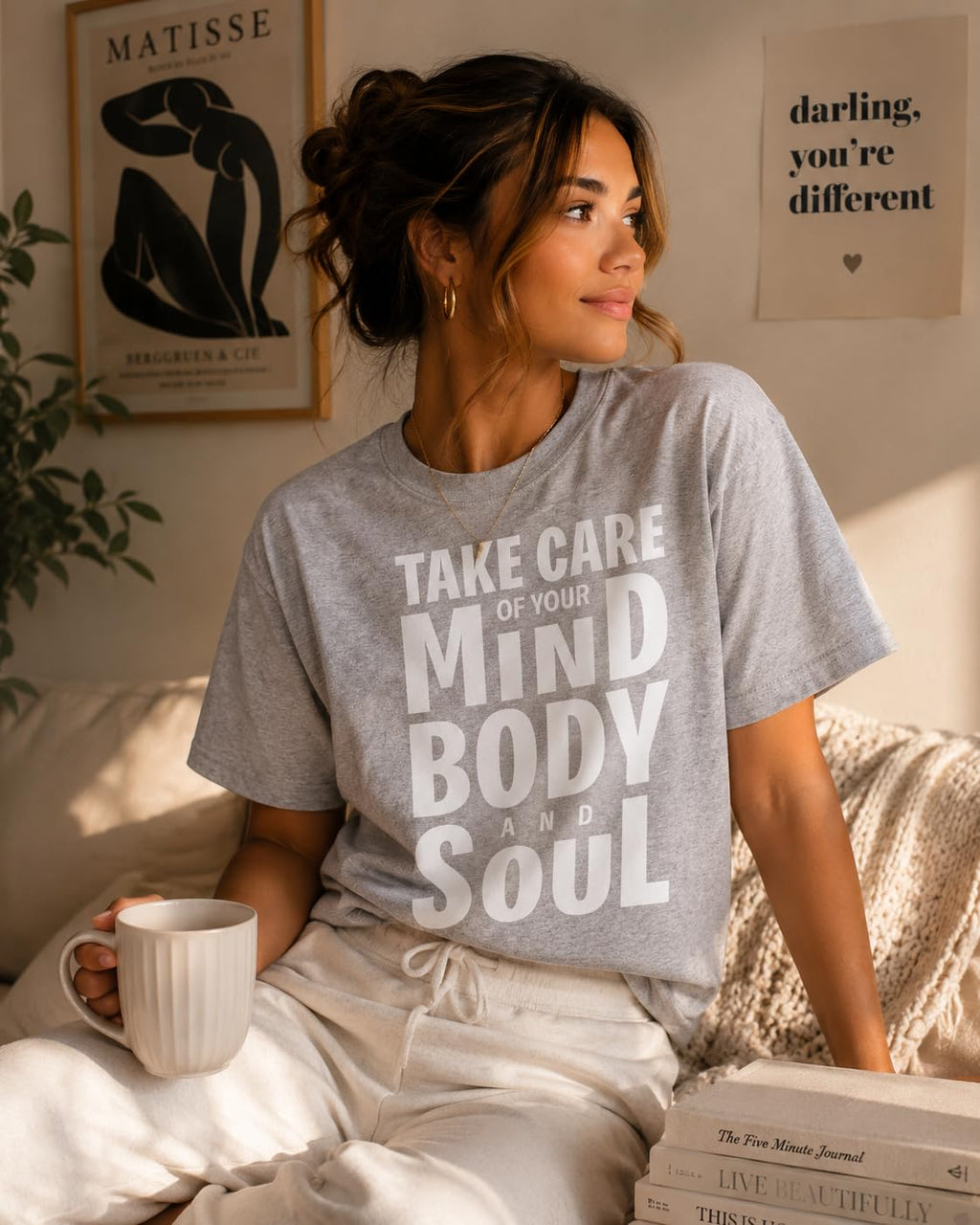 Take Care of Your Mind Body and Soul Graphic Tee, Inspirational Mental Health T-Shirt for Women, Men, Teens