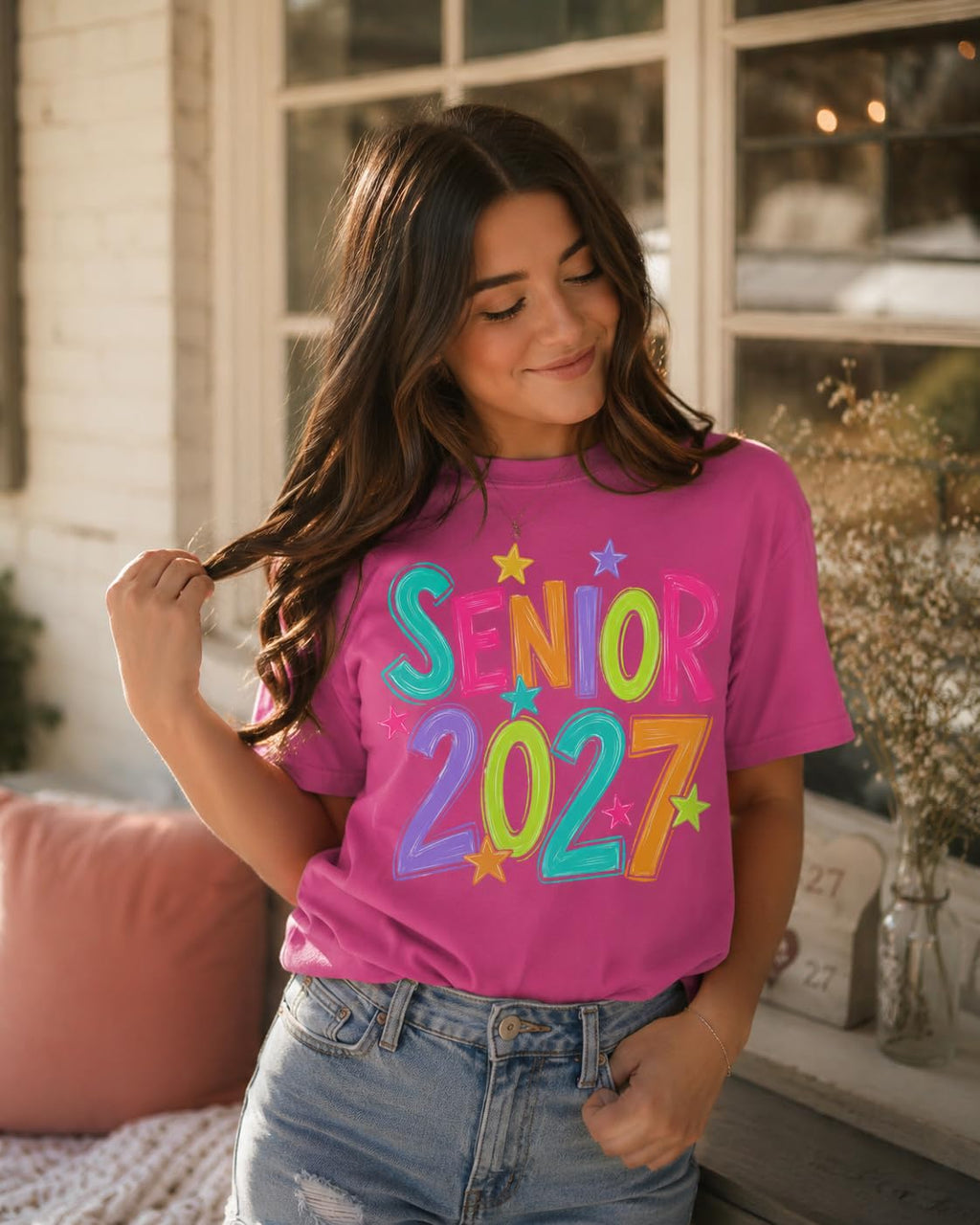 Senior 2027 Class of 2027 Colorful Graduation Graphic T-Shirt