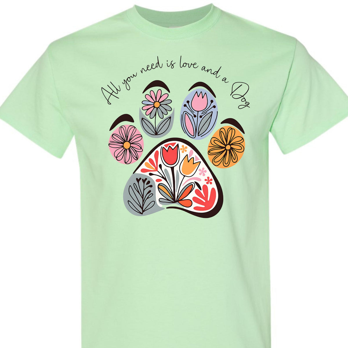Dog Mom Shirt for Women, Cute Floral Paw Print Graphic Tee, Aesthetic Dog Lover T-Shirt, Casual Pet Mom Gift