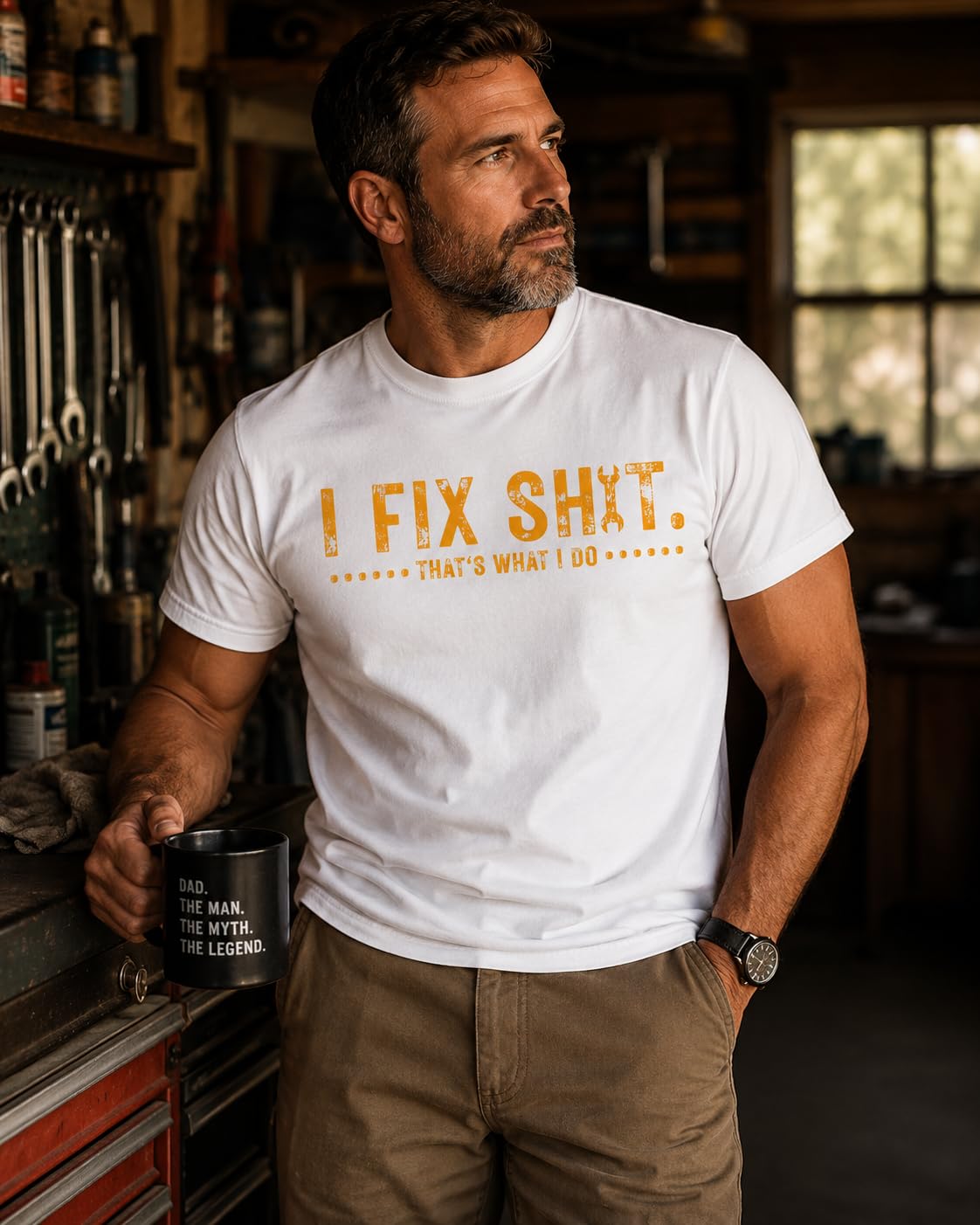 Funny Dad Mechanic Graphic Tee I Fix Sh*t That's What I Do