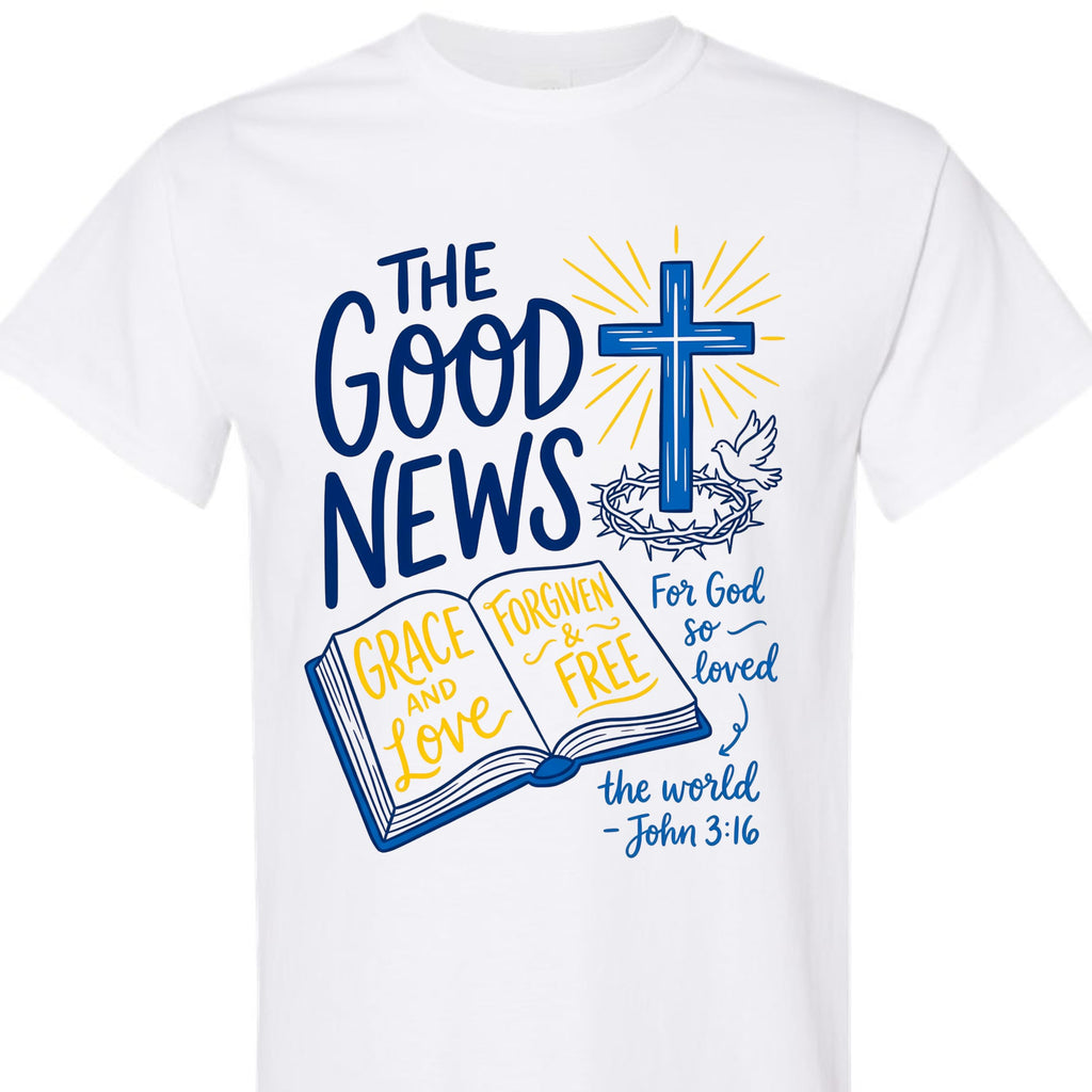 Christian Shirt for Women and Men, John 3:16 Graphic Tee, Faith Based Jesus Cross Bible Verse, Religious Gift for Mom, Dad