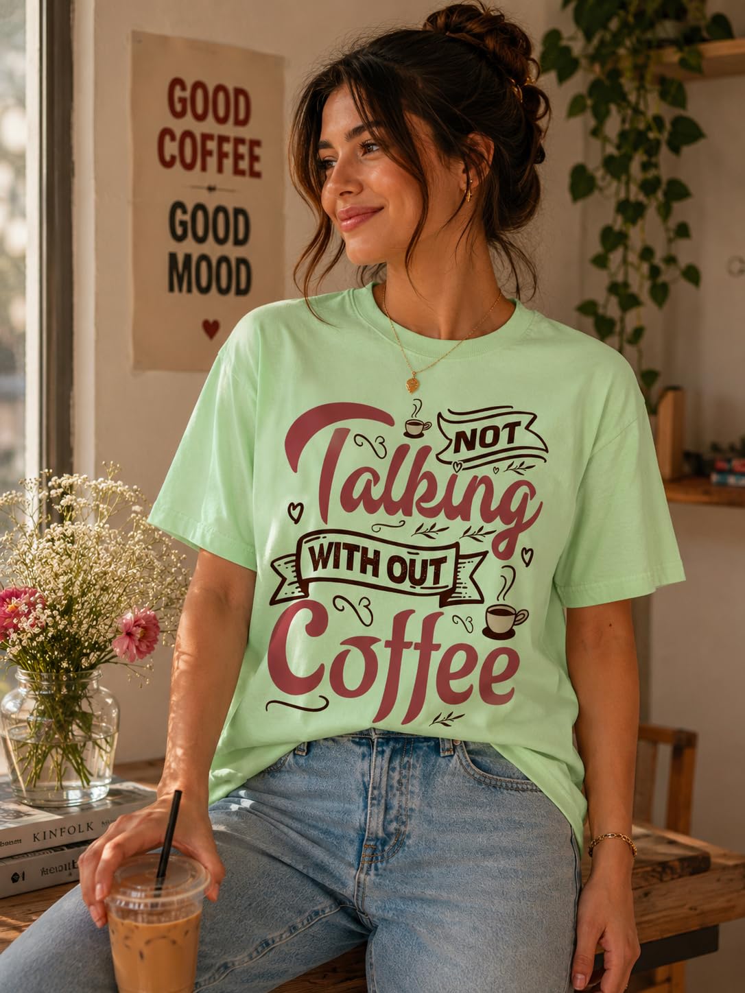 Coffee Lover Graphic T-Shirt, Funny Not Talking Without Coffee Quote Tee