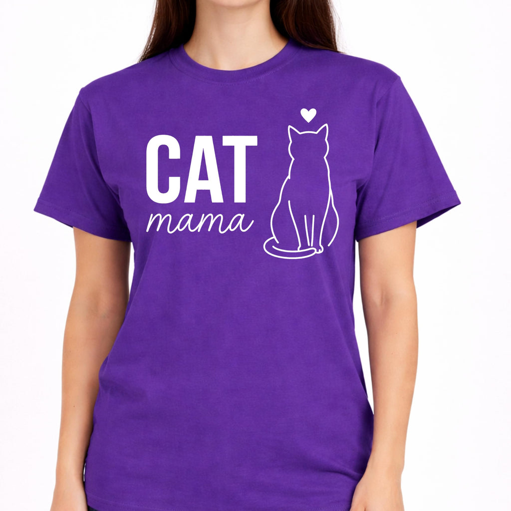 Cat Mama T-Shirt for Women, Cute Cat Lover Graphic Tee, Minimalist Pet Shirt, Casual Soft Cotton Top